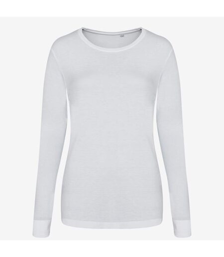 AWDis Womens/Ladies Girlie Long Sleeve Tri-Blend T-Shirt (Solid White) - UTPC2976