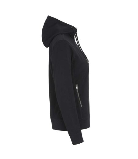 Womens/ladies French Terry Full Zip Hoodie Black Cottover
