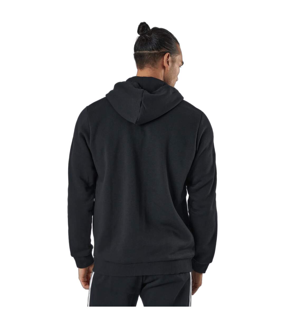 Mens Essentials 3 Stripes Fleece Full Zip Hoodie Black Adidas-2
