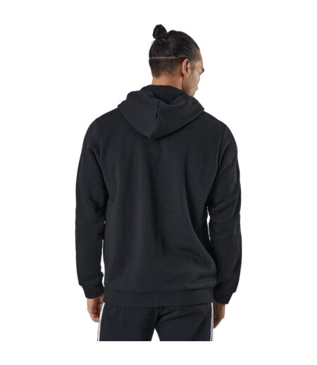 Mens Essentials 3 Stripes Fleece Full Zip Hoodie Black Adidas