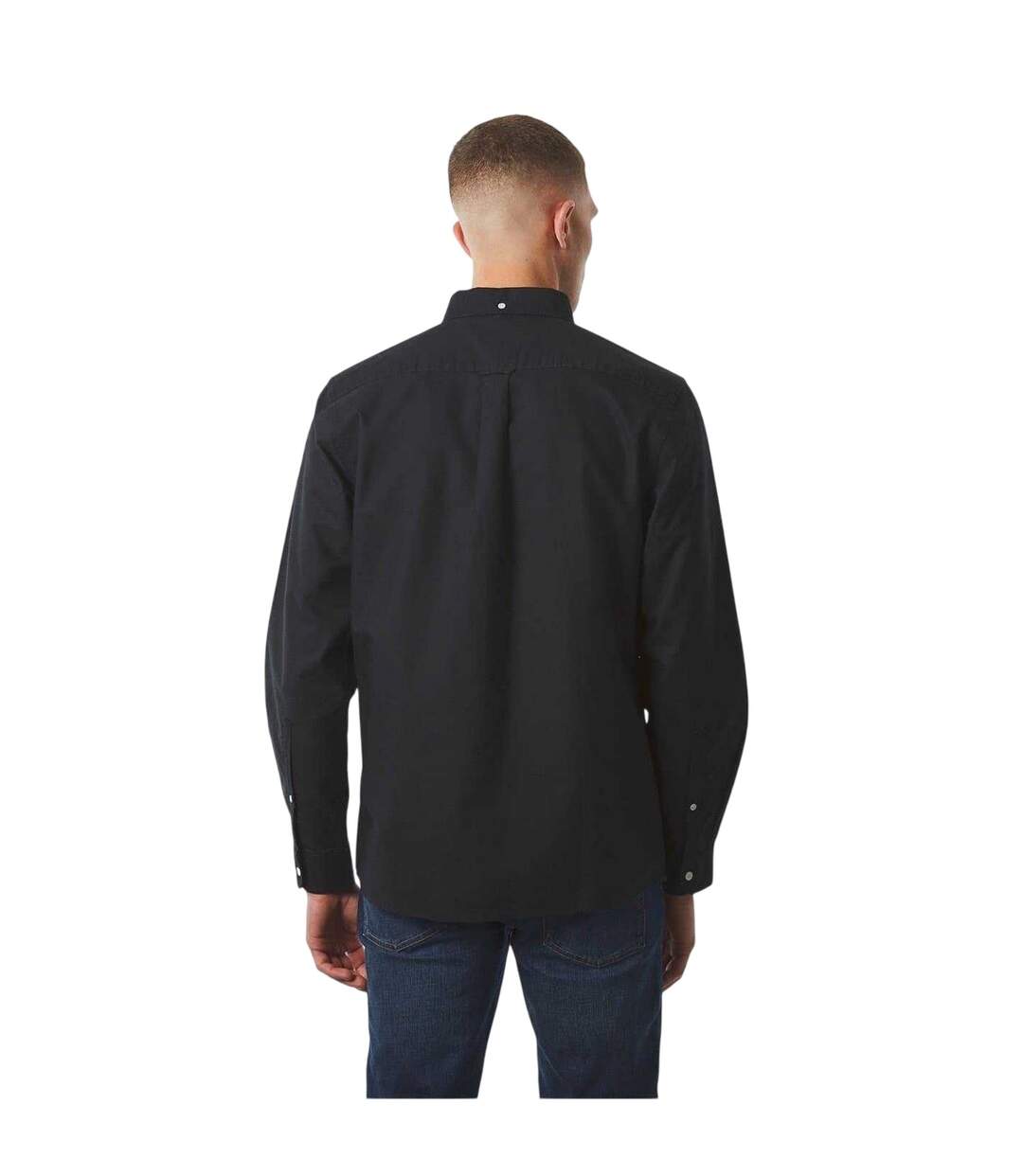 Mens Oxford Long-sleeved Button-down Shirt Black Pretty Green-3