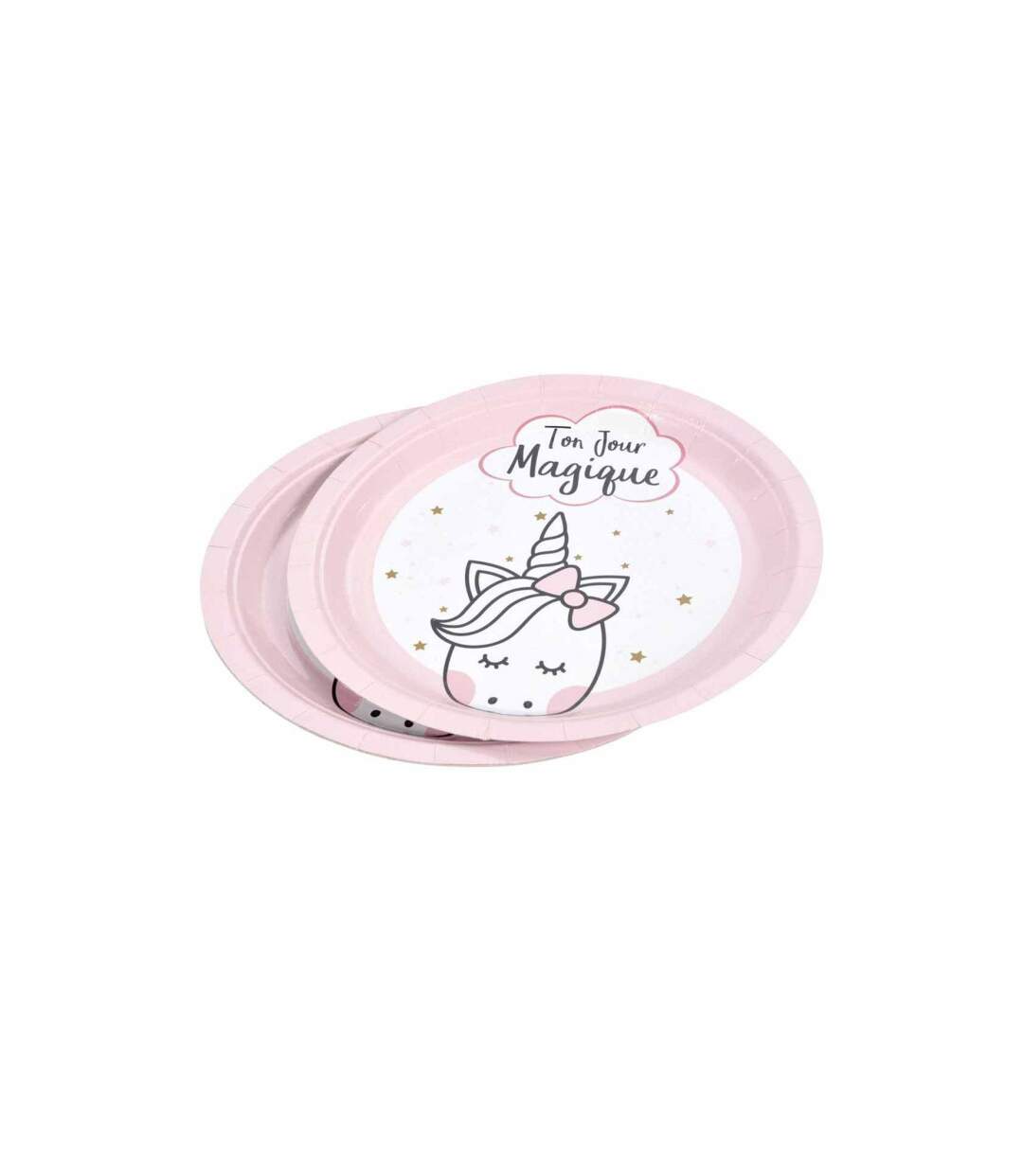 Lot de 6 Assiettes en Carton Licorne 23cm Rose-1
