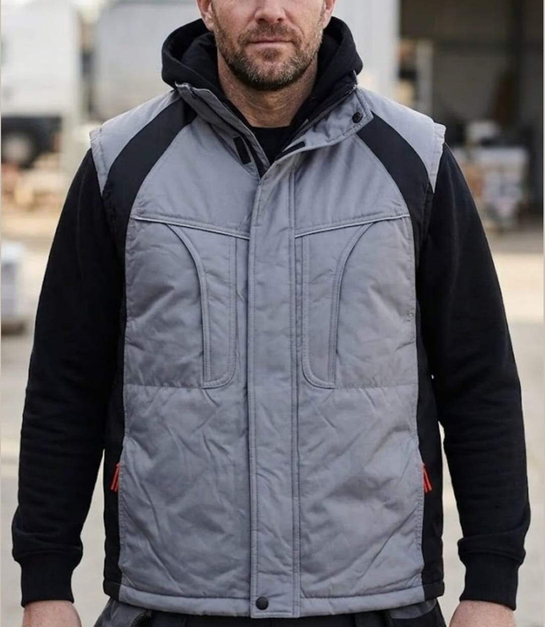 SEDETEX SH1138G — Gilet sans manches gris et noir : protection imperméable et visibilité accrue-1