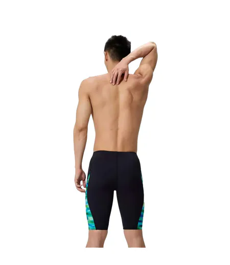 Mens Spliced Printed Endurance+ Jammer Shorts Turquoise Black Speedo