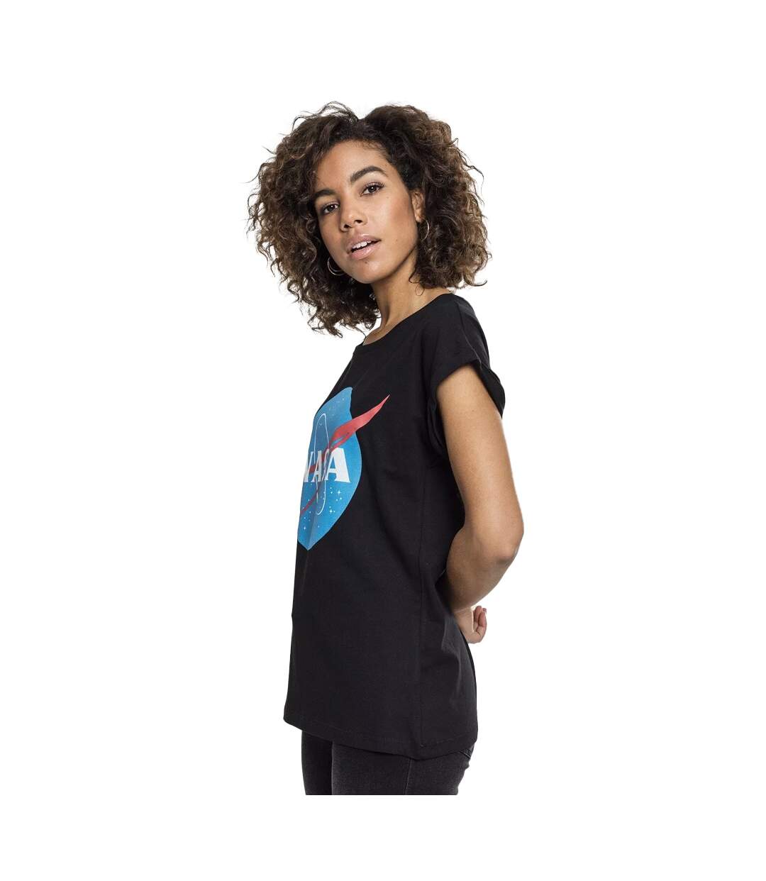 T-shirt Motif/style Nasa Insignia Femme Noir Mister Tee-2