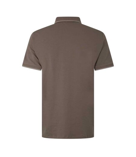 Mens Stripe Quarter Zip Polo Shirt Cashew Armani Exchange
