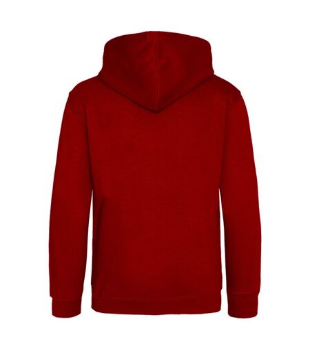 Awdis Mens Varsity Hooded Sweatshirt / Hoodie / Zoodie (Fire Red/Arctic White)