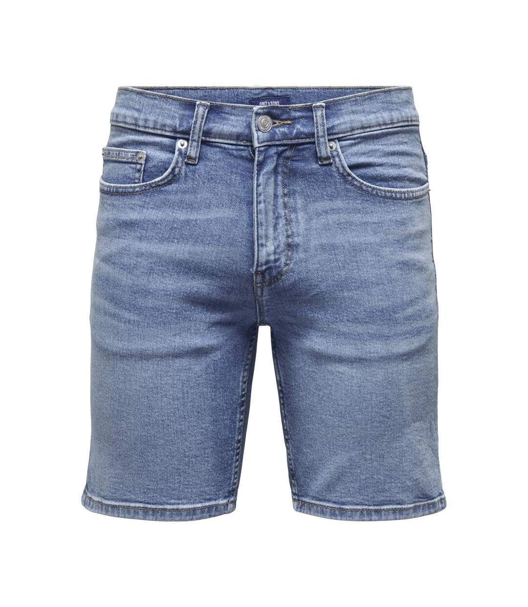 Short en jean bleu homme only & sons sweft-1
