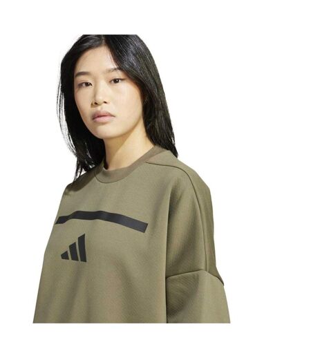 Womens/ladies Z.n.e. Primeknit Sweatshirt Olive Strata Adidas