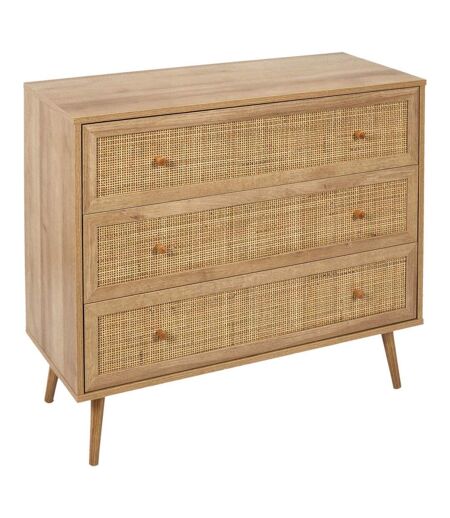 Commode cannage et bois 3 tiroirs Bali