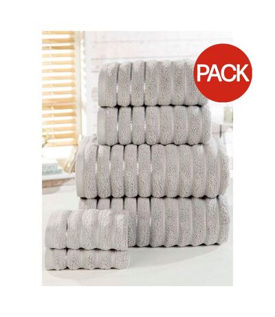 Pack of 6  Ribbed towel bale set  one size silver Rapport