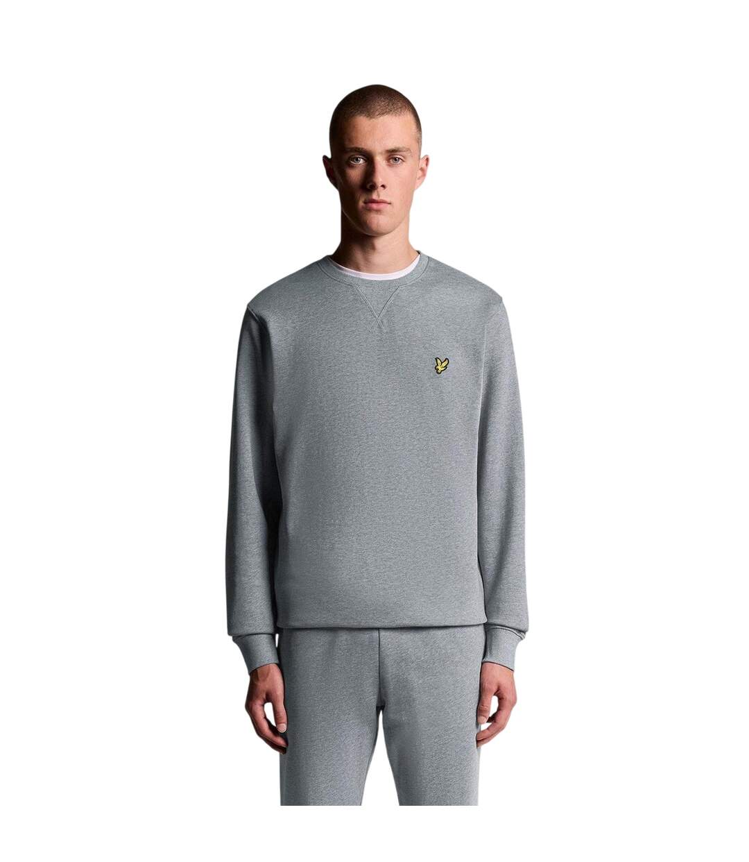 Sweat Uni À Col Ras-du-cou Homme Gris Chiné Lyle & Scott-2