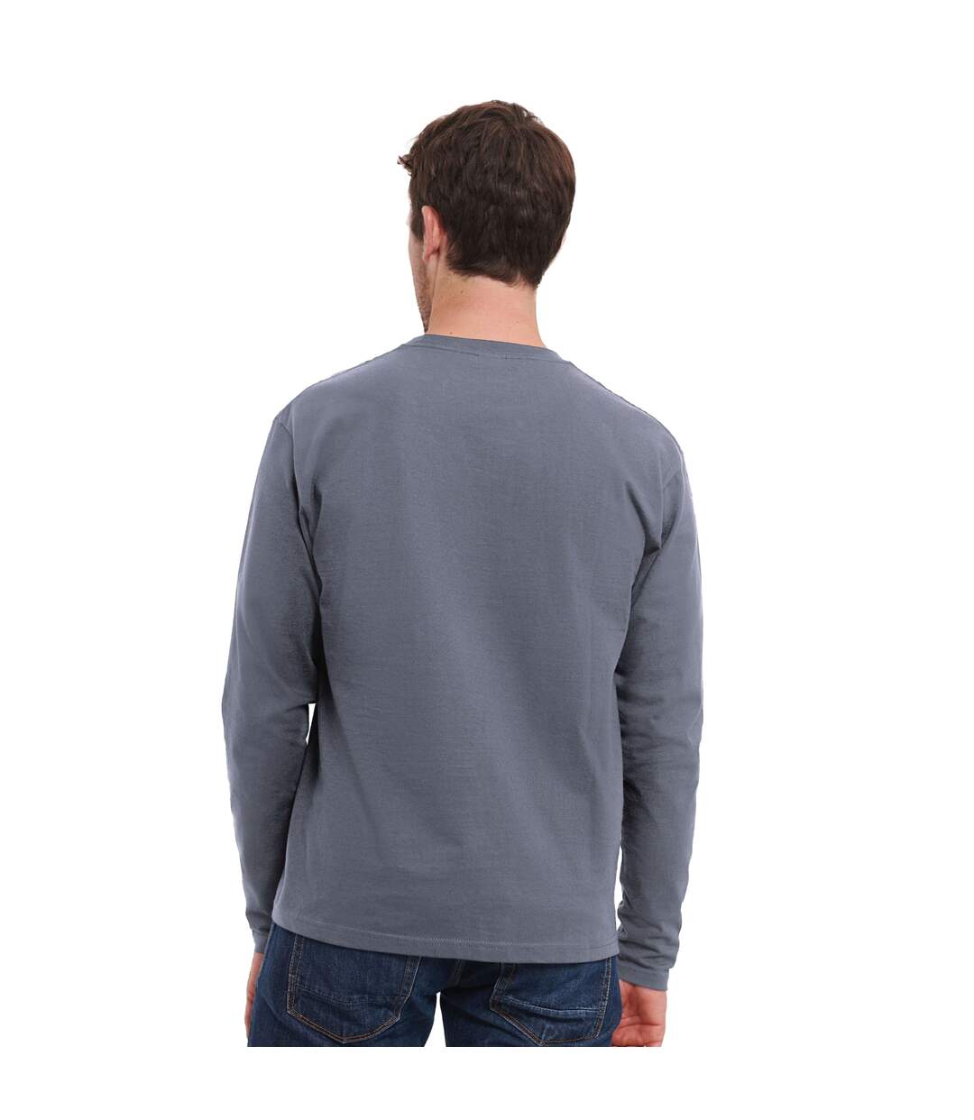 Mens Classic Long-sleeved T-shirt Convoy Grey Russell-2