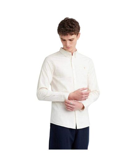 Chemise À Boutons Manches Longues Motif/style Rétro Homme Écru Farah