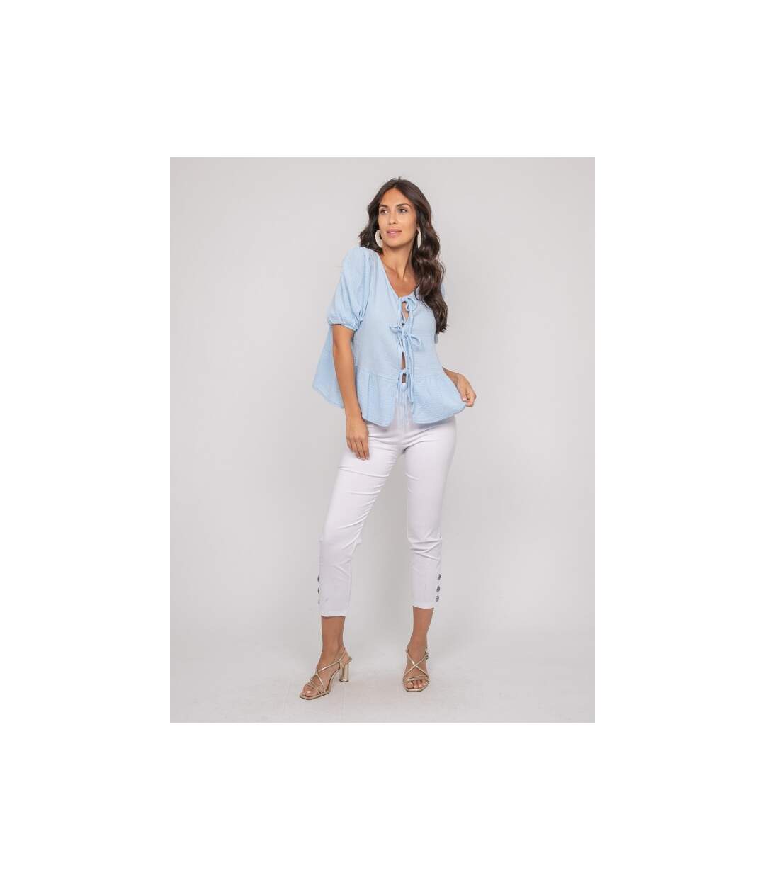 Blouse nouée gaze de conton OLERVIE - Dona X Lisa-4