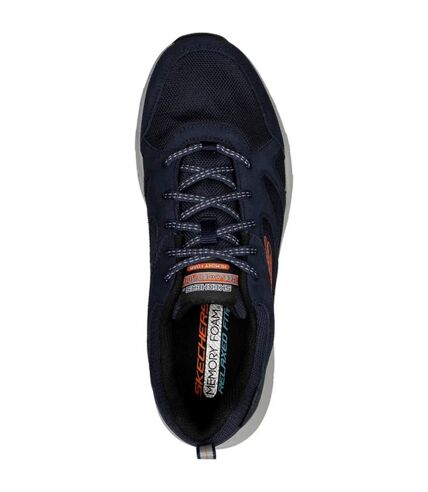 Skechers Mens Oak Canyon Sunfair Suede Relaxed Fit Sneakers (Navy/Orange) - UTFS9553