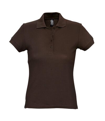 SOLS Womens/Ladies Passion Pique Short Sleeve Polo Shirt (Chocolate)