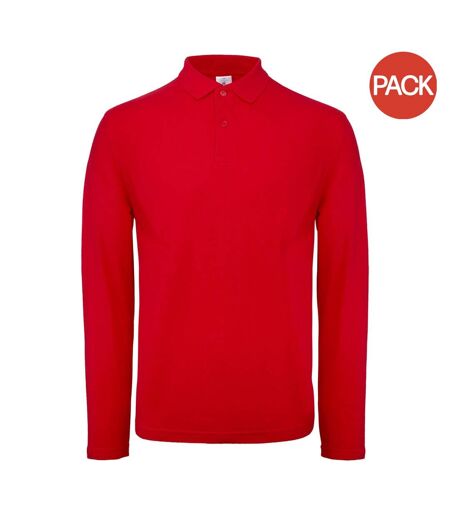 Pack of 2  Id.001 mens long sleeve polo  crimson B&C