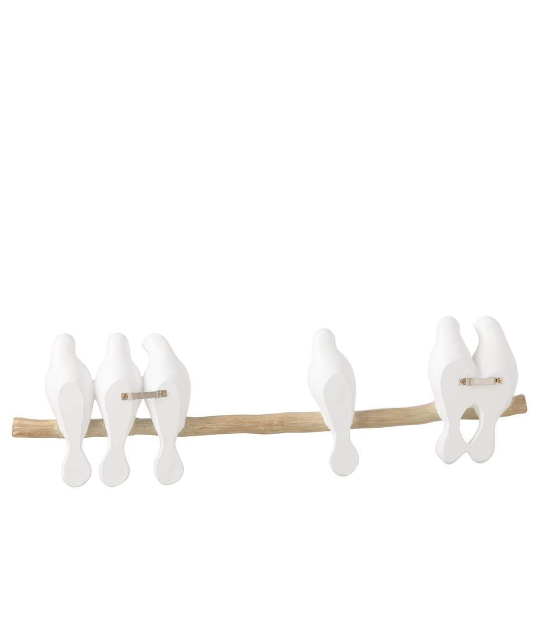Déco Murale 6 Oiseaux sur Branche 51cm Blanc-2
