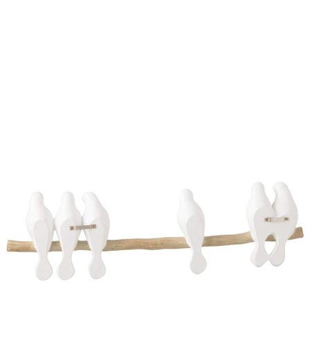 Déco Murale 6 Oiseaux sur Branche 51cm Blanc
