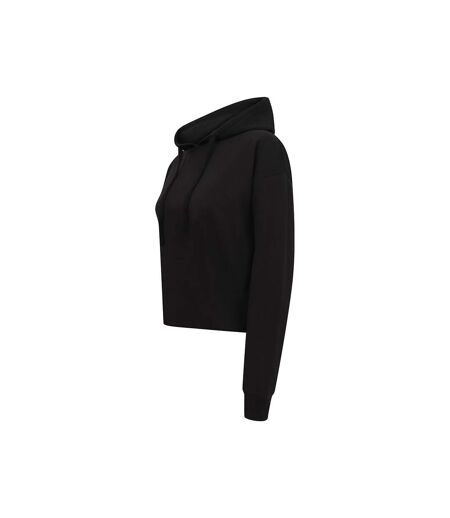 SF Womens/Ladies Cropped Slounge Hoody (Black) - UTRW7325