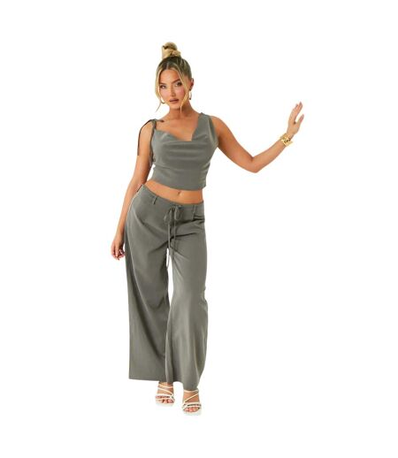 Haut Court Motif/style Asymétrique Femme Gris Missy Empire