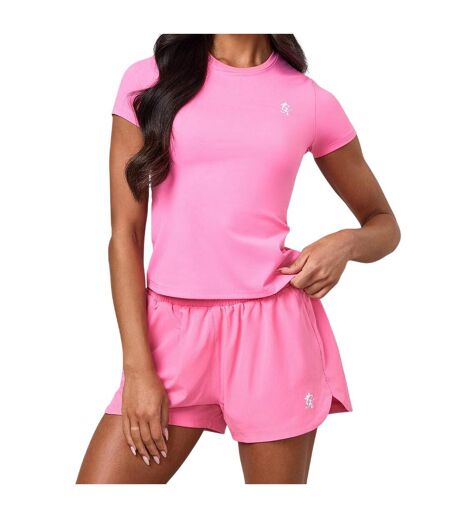 T-shirt Motif/style Logo Brodé Femme Rose Œillet Gym King