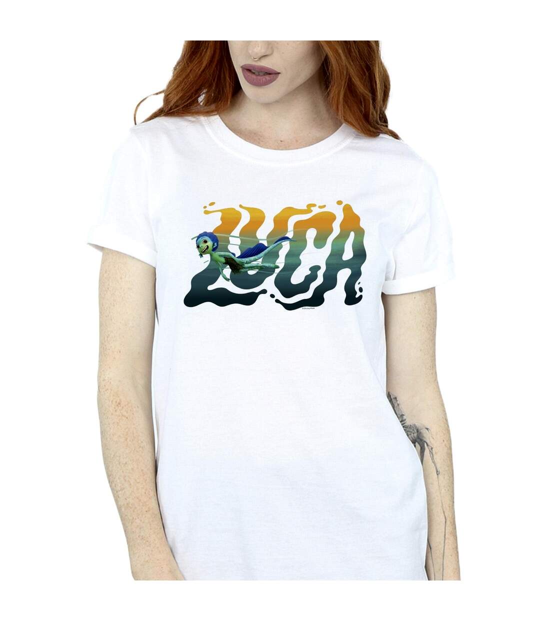 Disney Femme/Ladies Luca Swim Cotton Boyfriend T-Shirt (Blanc) - UTBI30861-3