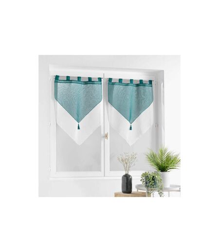 Paire de Voilages Duetto 60x160cm Pétrole & Blanc