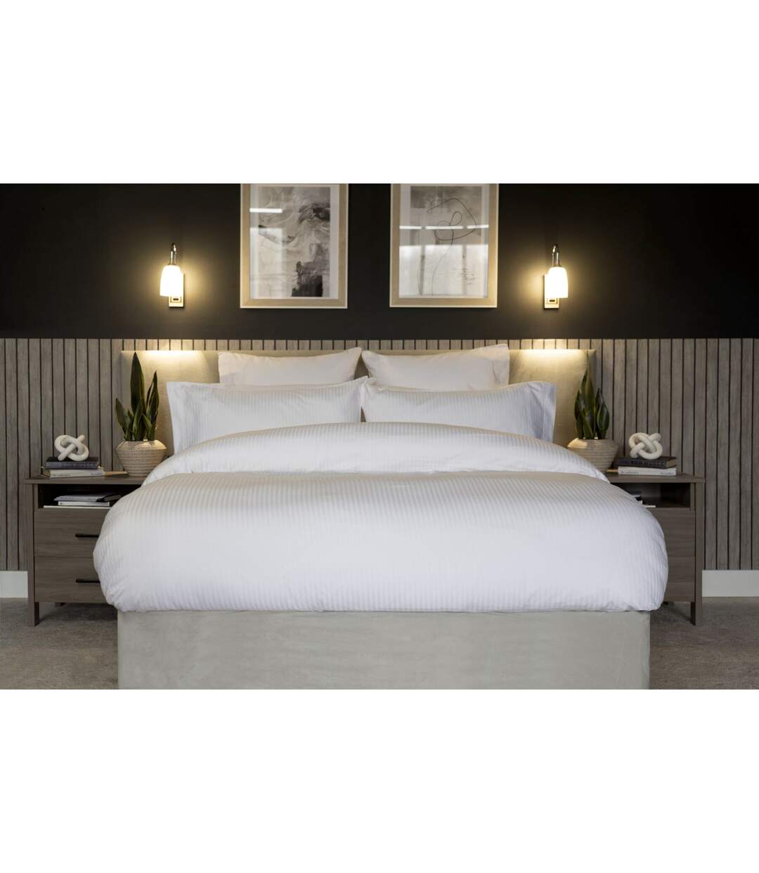 Hotel soho pinstripe duvet cover set white Belledorm-1