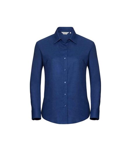 Womens/ladies Oxford Easy-care Long-sleeved Shirt Bright Royal Blue Russell