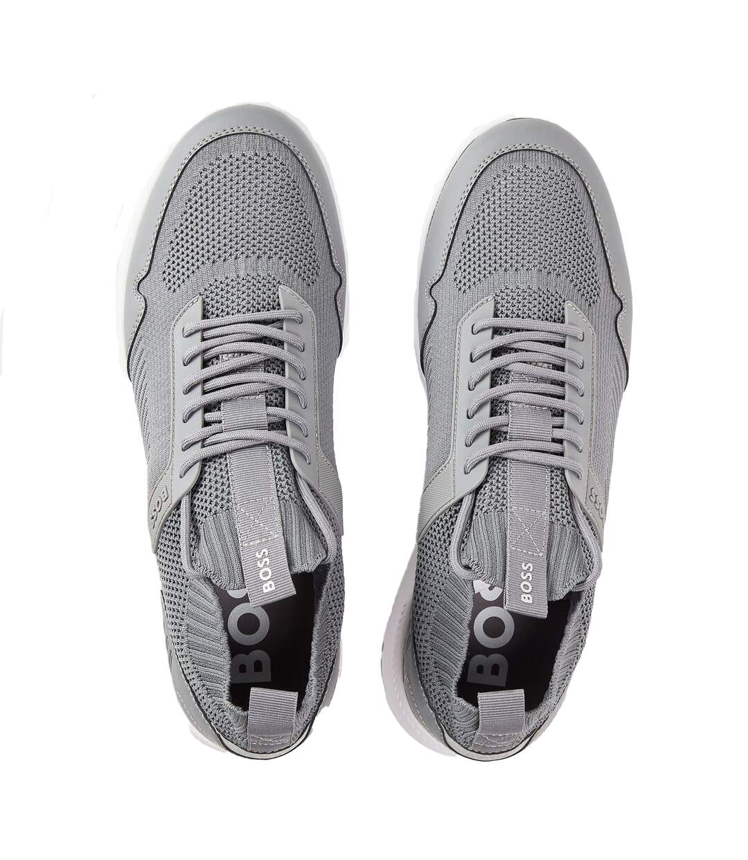 Mens Extreme Leather Low Cut Trainers Light Grey Boss-3