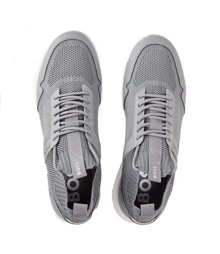 Mens Extreme Leather Low Cut Trainers Light Grey Boss