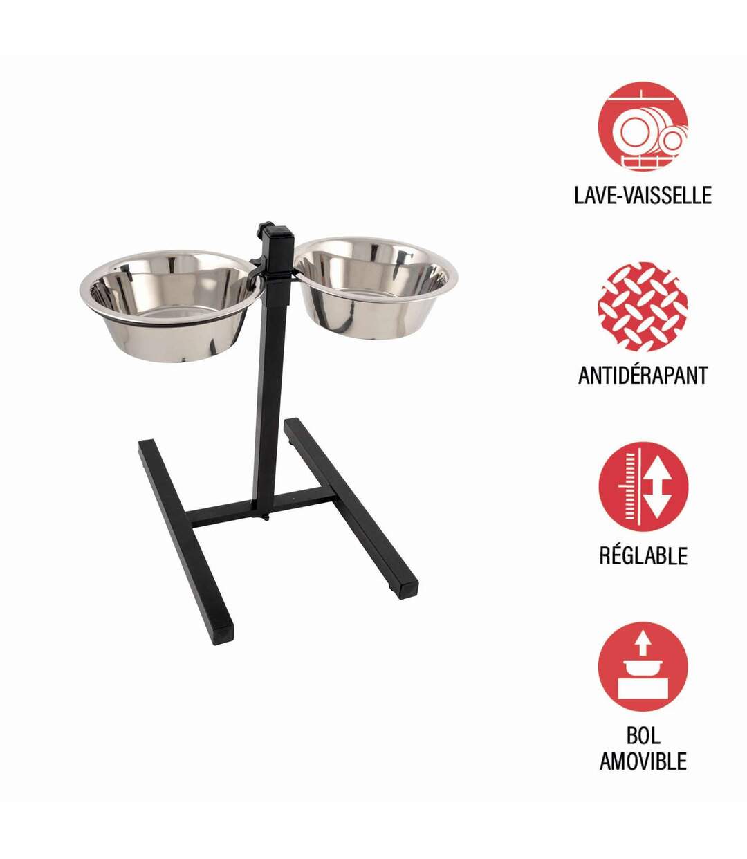 Bar à chien porte-gamelles avec 2 bols inox-5
