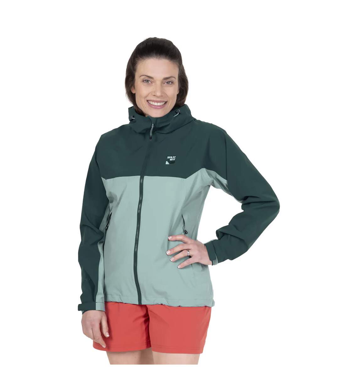 Ladies Lightweight Waterproof Hooded Hiking Rain with Zip Shell Jacket Coat-3