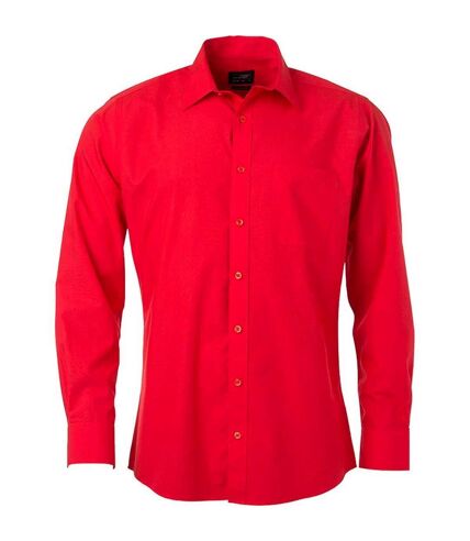 chemise popeline manches longues - JN678 - homme - rouge tomate