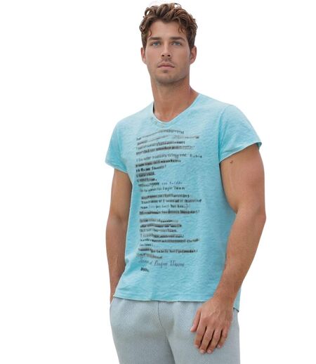 Tee-shirt homme bleu ciel - manches courtes - col rond - Elégant et confortable