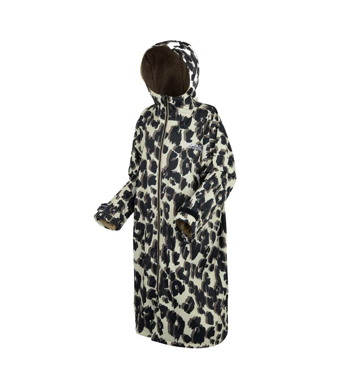 Peignoir À Langer Imperméable Motif/style Imprimé Léopard Adulte Blanc Cassé Marron Clair Noir Léopard Regatta-4