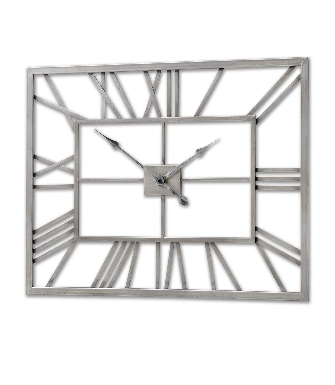 Metal frame rectangular clock one size silver Hill Interiors