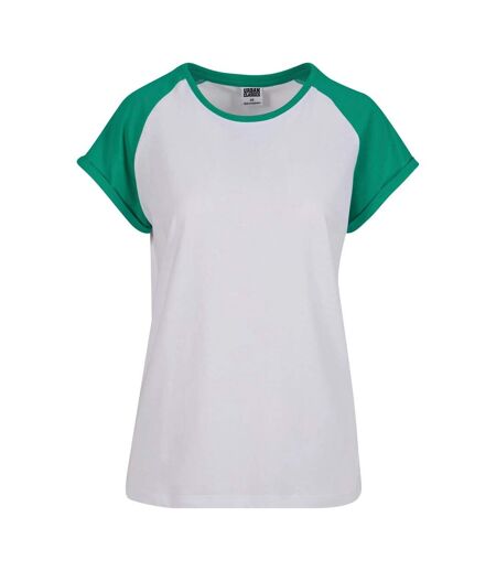 Womens/ladies Contrast Raglan T-shirt White Fern Green Urban Classics