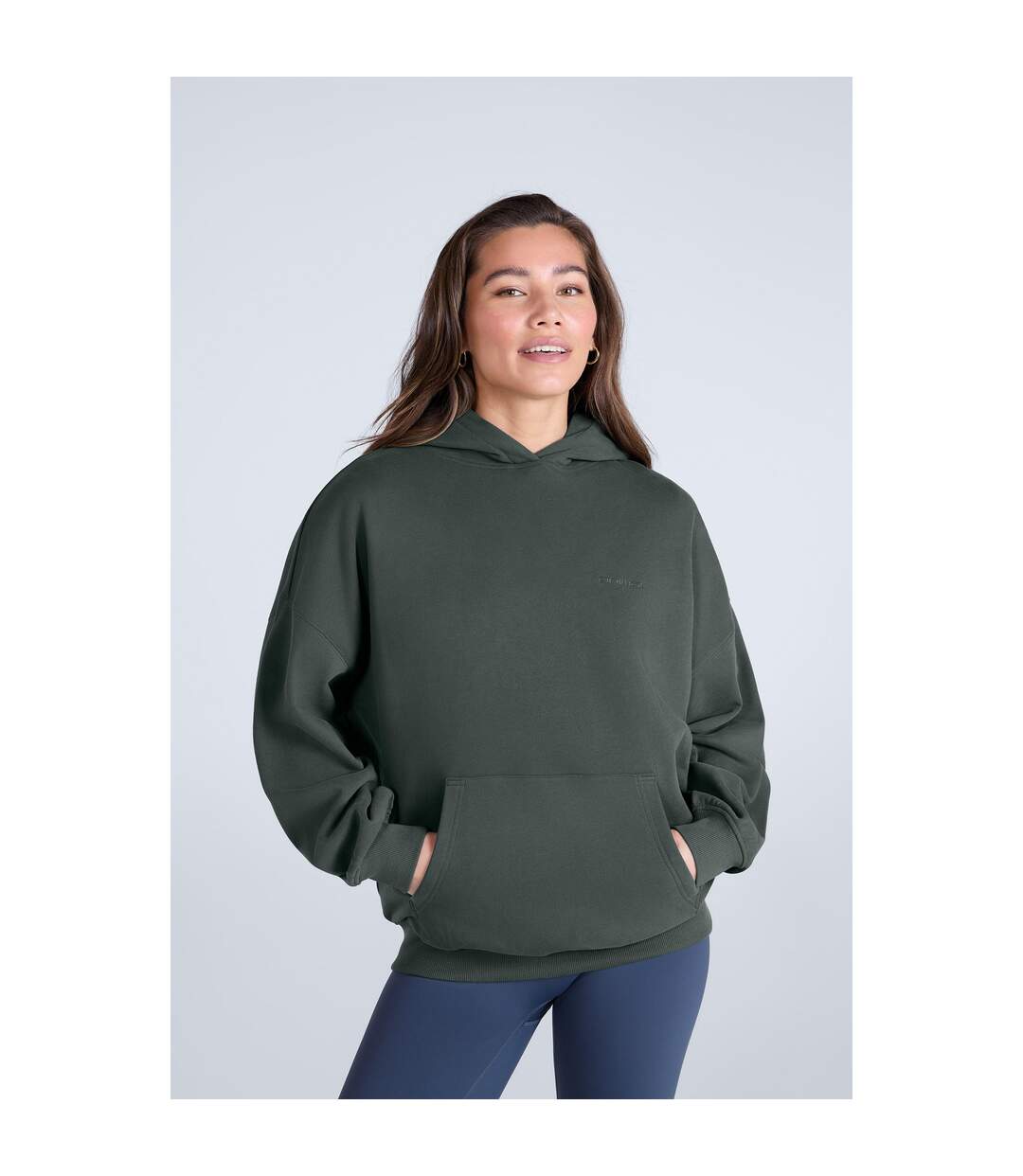 Womens/ladies Idol Drop Shoulder Hoodie Dark Green Animal-1