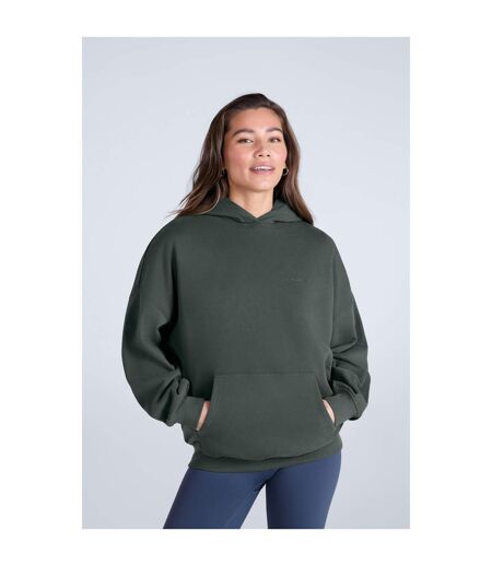 Womens/ladies Idol Drop Shoulder Hoodie Dark Green Animal
