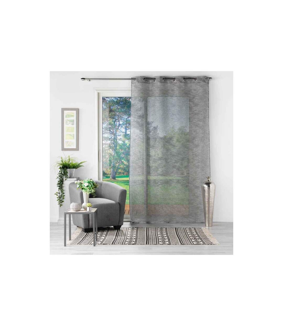 Rideau Voilage à Œillets Zebra 140x240cm Anthracite-4