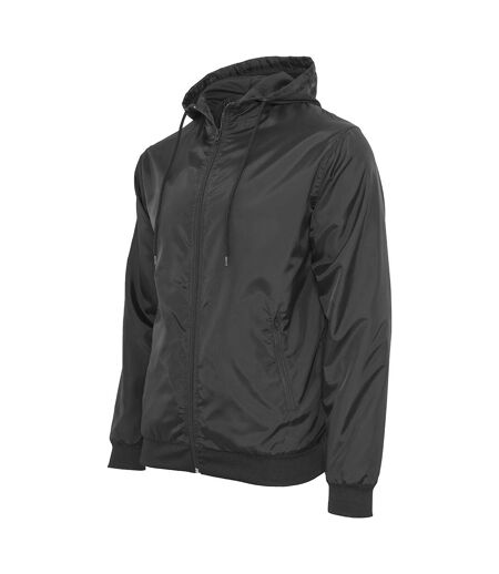 Build Your Brand Mens Zip Up Wind Runner Jacket (Black/Black) - UTRW5676