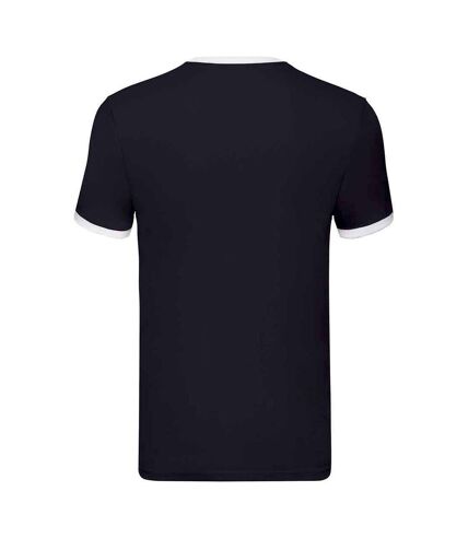 T-shirt adulte bleu marine / blanc Fruit of the Loom