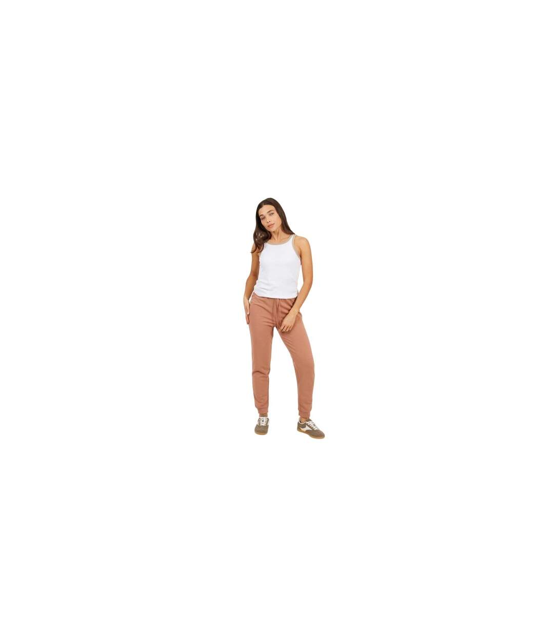 Womens/ladies Skinny Jogging Bottoms Taupe Brave Soul-1