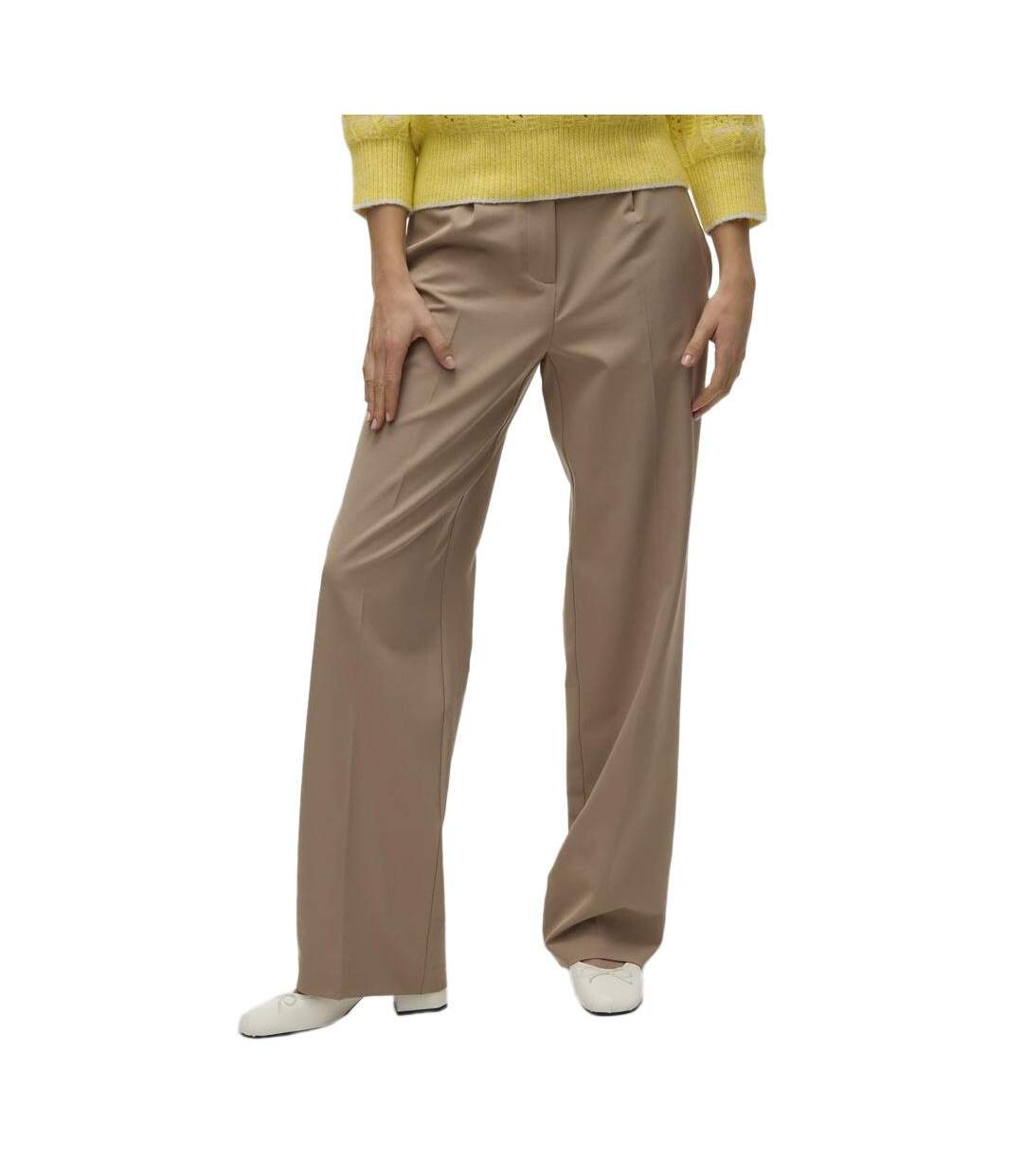 Pantalon tailleur camel  femme vero moda raya-1