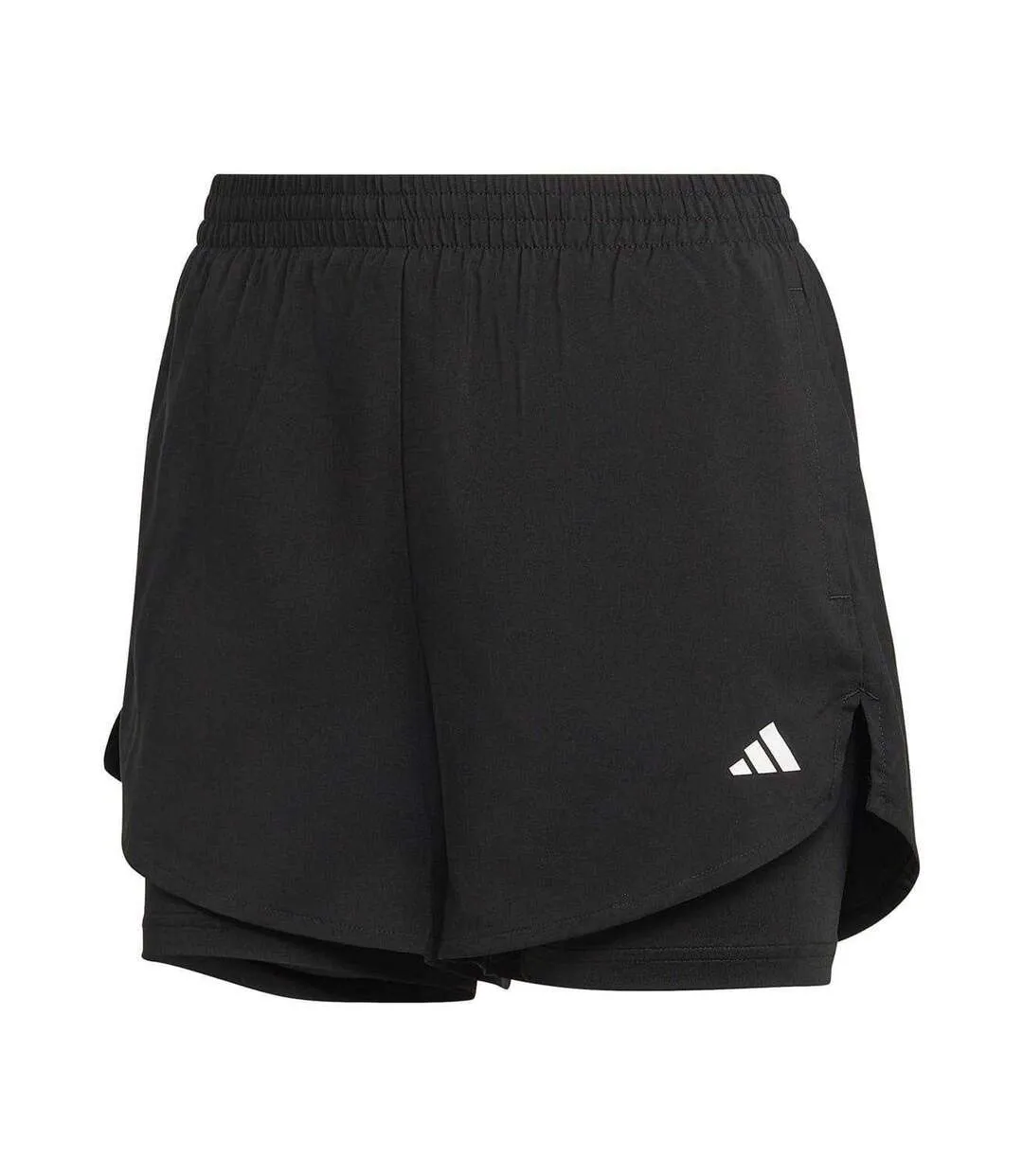 Womens/ladies 2 In 1 Running Shorts Black White Adidas-2