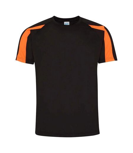 AWDis Cool Mens Contrast Moisture Wicking T-Shirt (Jet Black/Electric Orange) - UTPC5918