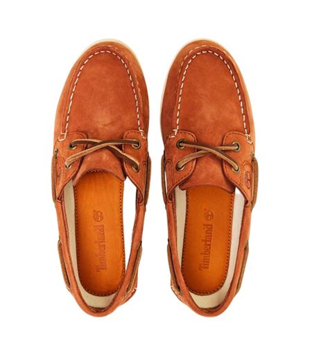Mens Classic Nubuck Moc Toe Flat Boat Shoes Rust Timberland